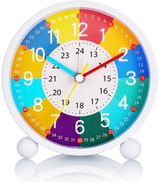 EXCITAT Kinderwekker - Tikt niet - Leerwekker geschikt voor kinderen met nachtlampje - Werkt op batterijen - Geschikt voor beginnende jongens en meisjes van EXCITAT