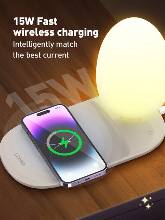 Fast wireless oplader desk lamp Y, LED desk Lamp with Fast wireless charging Landscape nachtlamp