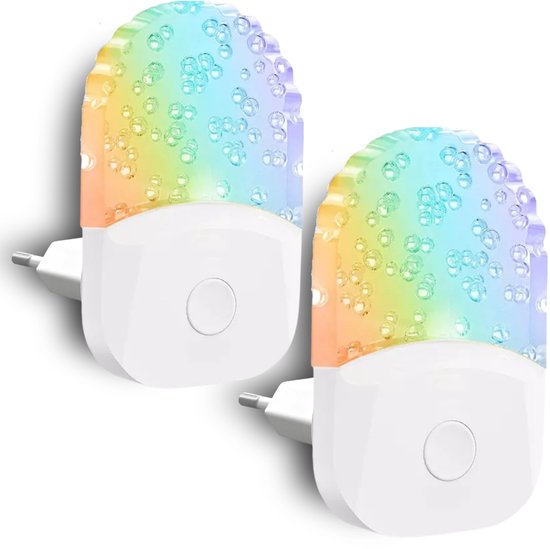 Fienosa LED Nachtlampje Stopcontact RGB Kleuren lampje – Dag & Nacht Sensor – 2 Stuks – Fienosa van Merkloos