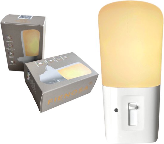 Fienosa Nachtlampje Stopcontact met Dag & Nacht Sensor – Dimbaar Warm Wit Licht – Voor Kinderkamer, Baby & Volwassenen van Merkloos