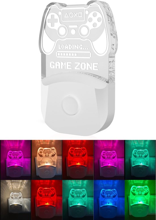 Fienosa Nachtlampje Stopcontact - Nachtlamp Game - Kerstcadeau - Game accessoires voor je kamer - Nachtlampje Kinderen - Stekkerlamp - Dag en Nacht Sensor -Multi Colour van Fienosa