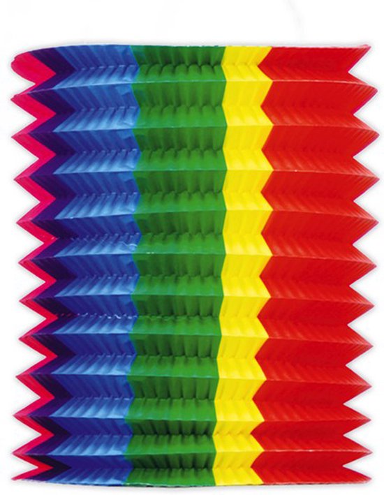 Fiestas Guirca Trek lampion - regenboog - H20 cm - papier - versiering/feestartikelen van Fiestas Guirca