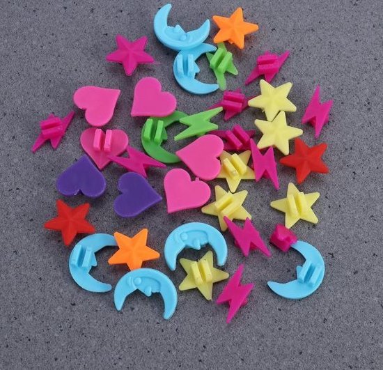 Fiets spaakkralen 36 stuks - spaakkralen -fietskraal sterren manen hartjes -fiets kralen - fietskraal kinderfiets -spaakkralen voor een kinderfiets- spaakkralen kinderen- fietskralen -fietskralen kind -spaakkraal kinderen - gekleurde spaak kralen- van Avento