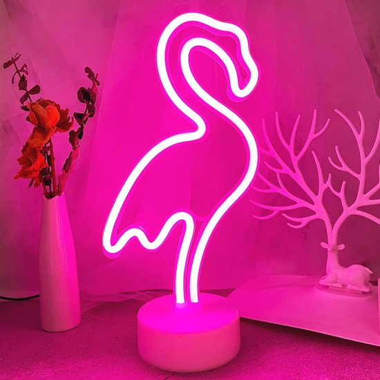 Flamingo Neon Nachtlampje - Roze Decoratieve LED Lamp voor Meisjes van Merkloos