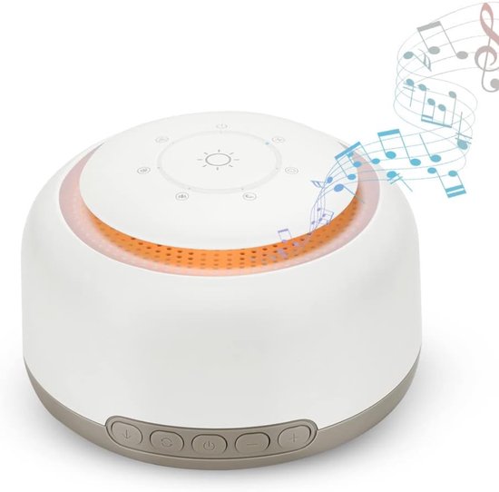 Florixa® Witte Ruis Machine - White Noise Machine - White Noise - 20 Geluiden - 3 Timefuncties - Wit - ‎ 11cm x 11cm x 7cm van Merkloos