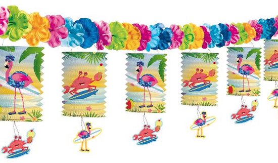 Folat - Lampion Slinger Flamingo 3.6 mtr - Lampion sint maarten - lampionnen - Sint maarten optocht - lampionnen papier - Lampion Halloween