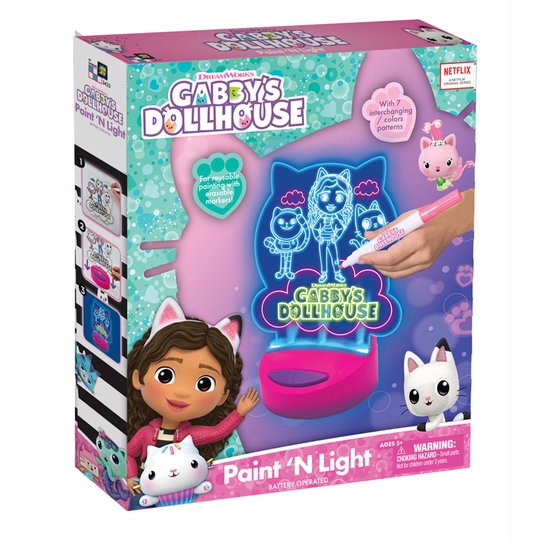 Gabby’s Dollhouse - LED Nachtlamp - Tekenlamp voor Kinderen - Inclusief Stiften - Multicolor