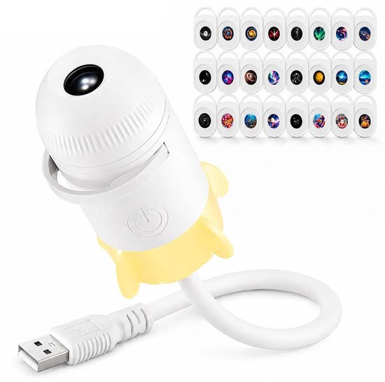 Galaxy-projectie nachtlampje (met 24 patronen), USB LED-sterrenhemellamp, planetariumprojector geschikt voor kinderkamers, slaapkamers en feestdecoratie.