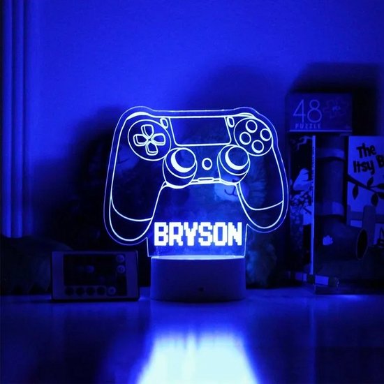Game led lamp met naam - nachtlamp - kado - gamer - kind van GiftyForKids.
