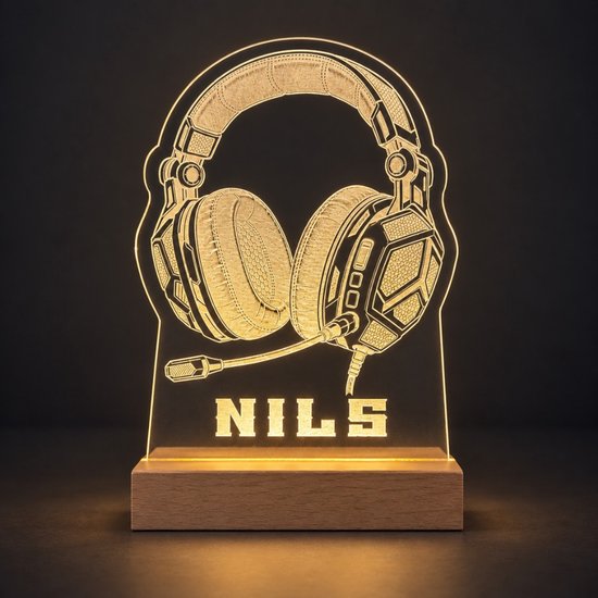 Gaming headset lampje - Gepersonaliseerd met naam - uniek cadeau voor iedere gamer