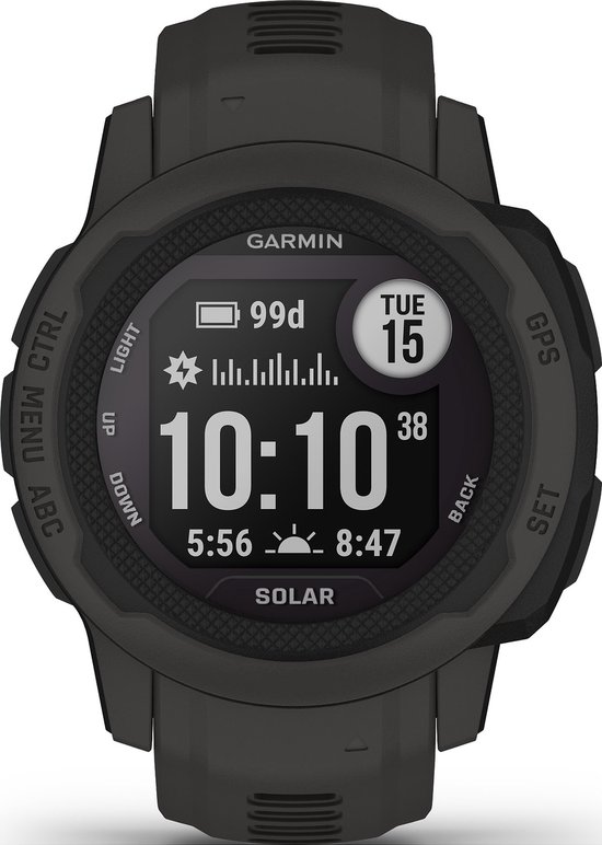 Garmin Instinct 2S Solar - Sporthorloge met GPS - Smartwatch voor heren - Zon Oplaadbaar - 40mm - Graphite van Garmin