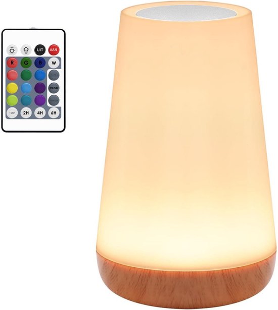 GELLDG Nachtlampje - 5 standen - RGB-kleurverandering - USB oplaadbaar - Nachtlampje geschikt voor kinderen - Met afstandsbediening - Draadloze LED-tafellamp - Aanraakdimfunctie en timer - Slaapkamerdecoratie van GelldG