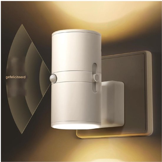 GELLDG Nachtlampje met bewegingssensor - Stekkerlamp - 3 standen (Aan/Automatisch/Uit) - Instelbare helderheid - Geschikt voor stopcontact - Ideaal voor gangen, keukens, badkamers, slaapkamers en trappenhuizen - Warm wit licht