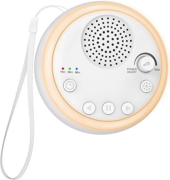 Geluid machine - Slaap geluid - Ontspannen slapen - 16 rustgevende geluiden - 10 cm - Wit