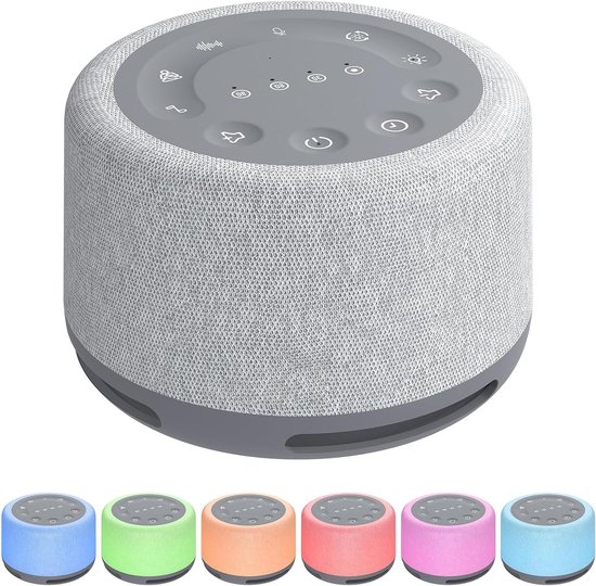 Geluid machine - Slaaphulp apparaat - Ontspannen slapen - 30 rustgevende geluiden - 10.5 cm - Wit