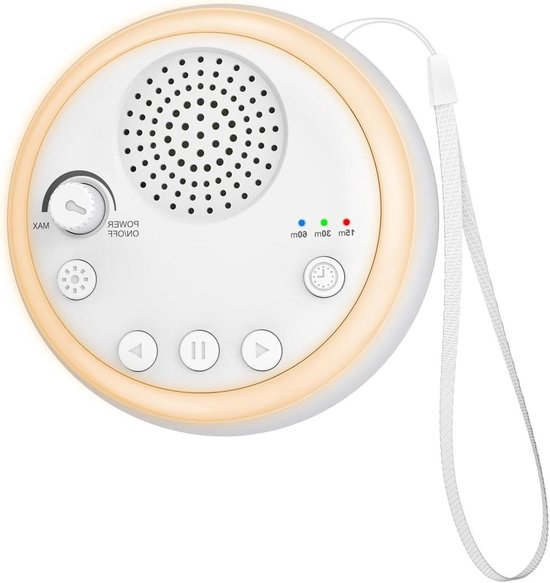 Geluidsmachine Baby - Slaapgeluiden - Rustig Slapen - 16 Kalmerende Geluiden - 10 cm - Wit