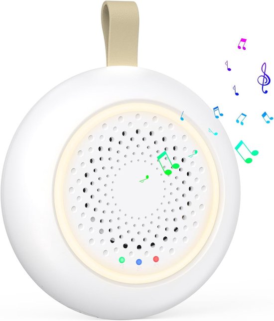 Geluidsmachine Met Nachtlampje - Slaap Geluiden Apparaat - Rustgevende Slaap Creëren - 24 Verschillende Geluiden - Compact Draagbaar Ontwerp - Wit van Merkloos