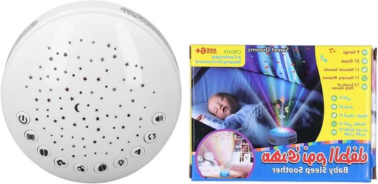 Geluidsmachine Nachtlampje - Sterrenprojector Baby - Rustgevende Slaap - Veelzijdige Audio-opties - 105x105x4cm - Wit