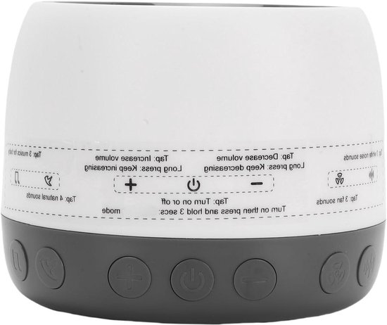 Geluidsmachine Slaap - Witte Ruis Machine - Ontspannen Slapen - 13 Verschillende Geluiden - 9.7 x 9.7 x 7.7 cm
