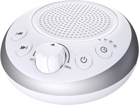 Geluidsmachine Slaap - Witte Ruis - Rustgevend Slapen - 30 Natuurlijke Geluiden - 13 cm Hoog - Wit
