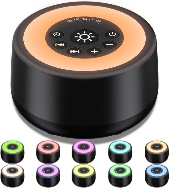 Geluidsmachine - Slaapgeluiden - Ontspannen Slapen - 25 Kalmerende Geluiden - 10.5 cm - Zwart