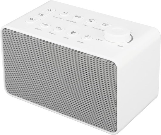 Geluidsmachine - Witte Ruis Apparaat - Baby Slaap Hulp - 8 Natuurlijke Geluiden - Draagbaar Compact - Wit van Merkloos