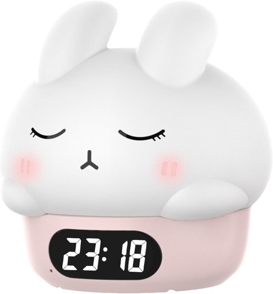 Generico Bunny Alarm Clock - Konijn Nachtlicht, Sleep Training, Siliconen Pat Light, Kids Wake Up Lamp, Digitale Klok, Slaapkamer Nachtlicht, Schattige Kinderalarmklok