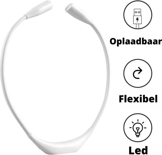 GEON Neklamp - Nekleeslamp - Neklamp oplaadbaar - Neklampje - Leeslamp - Leeslampje - 3 Lichtstanden - Leeslampje voor boek - Leeslampje slaapkamer - Wit van GEON