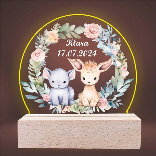 Gepersonaliseerd 3D Led Nachtlampje met 2 Baby Figuren - Uniek Kraamcadeau