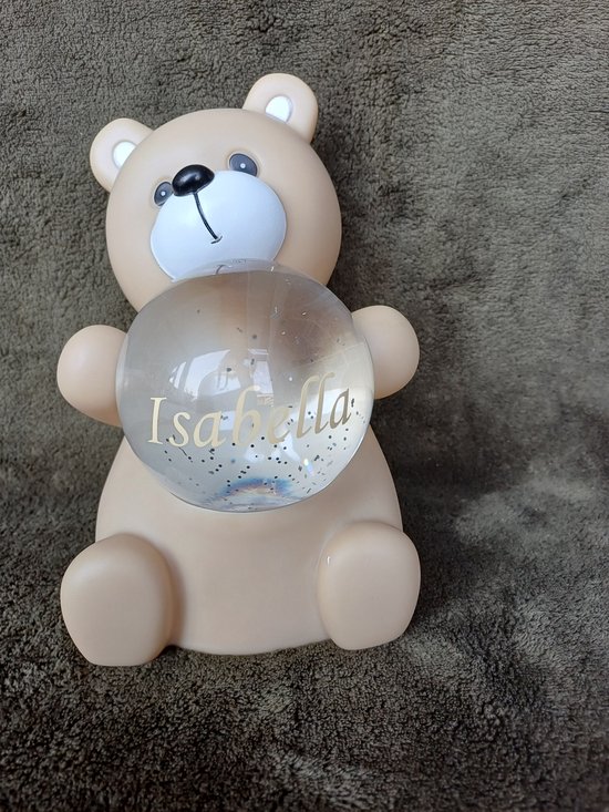 Gepersonaliseerd Beer Nachtlampje | Met Naam | Glitter & Licht | Perfect Kraamcadeau of Kinderkamerdecoratie van Little Things