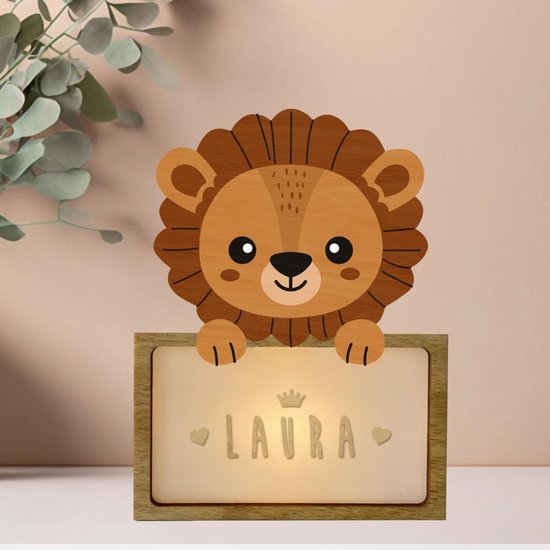 Gepersonaliseerd nachtlampje kind in leeuw vorm, zacht licht voor kinderkamer, leuk cadeau voor pasgeborene of doop