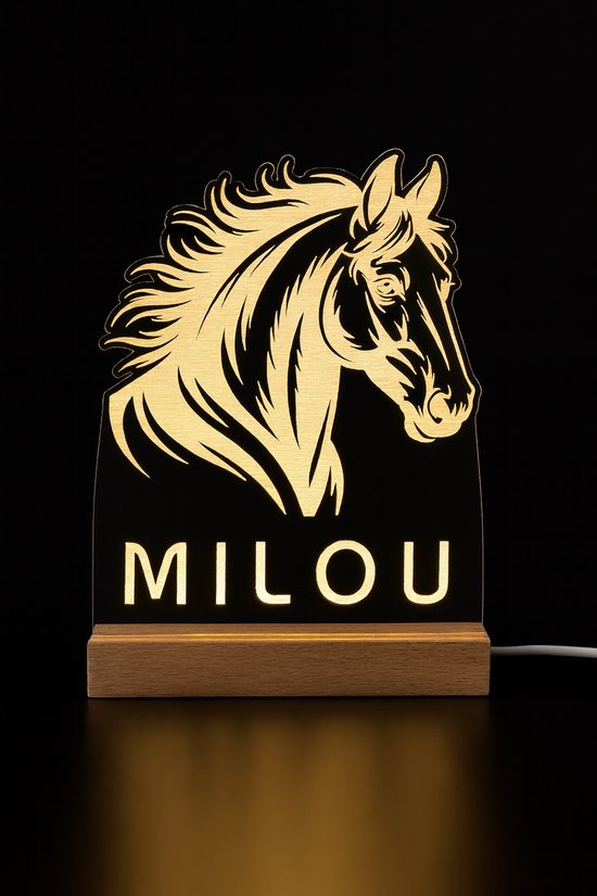 Gepersonaliseerd Nachtlampje met Paard | LED Lamp met Naam | Kinderkamer Decoratie | Paarden Cadeau voor Jongens en Meisjes – 11x15 cm van Joyful Horse