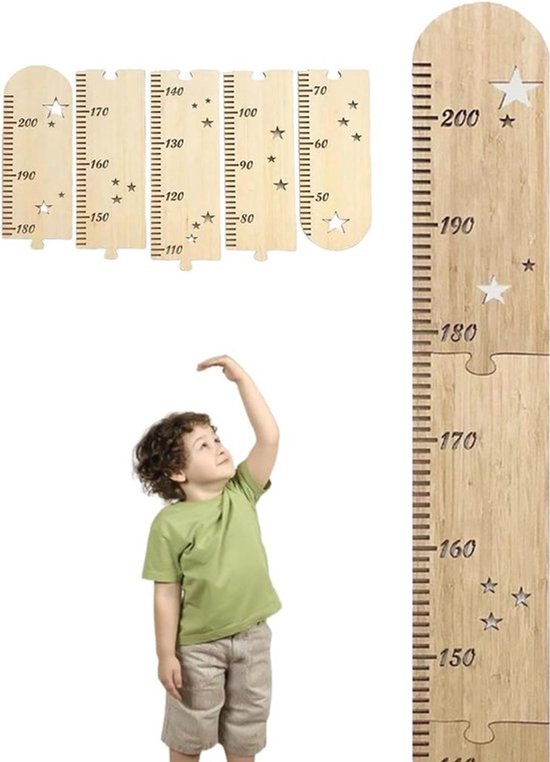 Gepersonaliseerde lengtemeetlatten voor kinderen, 50-200 cm, set van 5, voor wanddecoratie in de slaapkamer.