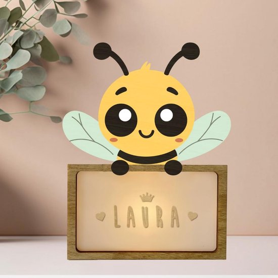Gepersonaliseerde Nachtlamp Kind Naam - Kinderkamer Verlichting Cadeau Varken