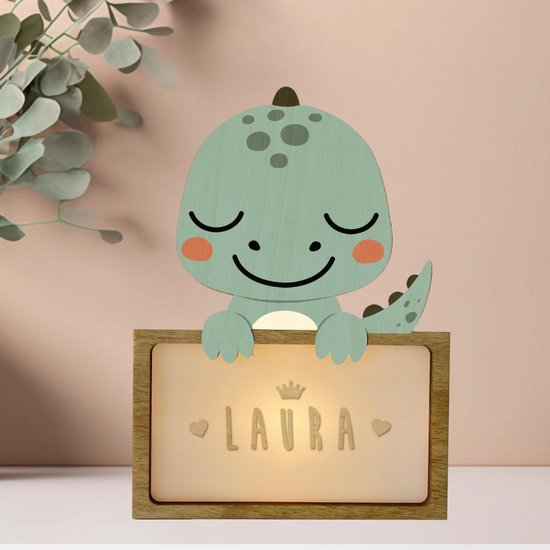 Gepersonaliseerde Nachtlamp met Naam voor Kinderen, Dinosaurus Thema - Ideaal Kraamcadeau van Merkloos