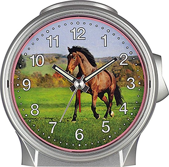Geruisloze Kinderwekker met Licht en Herhaalfunctie om de Tijd te Leren (Kindvriendelijk Paardenmotief)