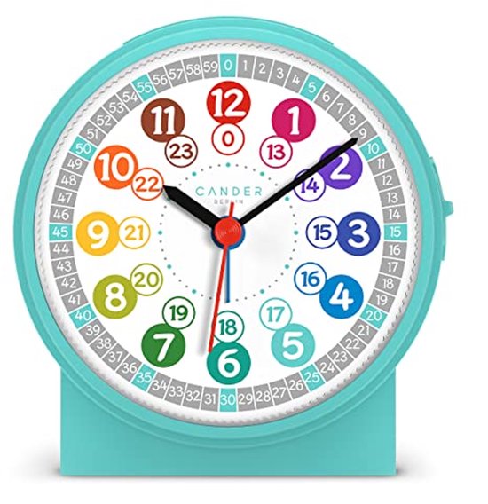 Geruisloze Kinderwekker met Snooze en Verlichting - Turquoise Tafelklok voor Jongens en Meisjes van Merkloos