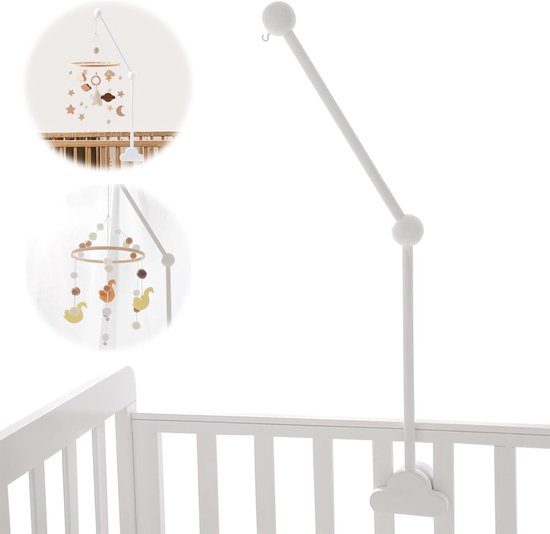 Gift of Nature Piekstok– Witte mobielhouder & piekstok - Houten standaard voor baby mobiel - Geschikt voor ledikant & wieg