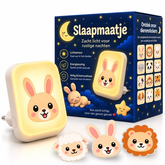 Gigandia Slaapmaatje Nachtlampje Stopcontact Baby & Kinderen - Automatische Lichtsensor - Dimbaar Warm Wit Licht - 1 Stuk van Gigandia