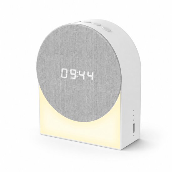 Gloovon® Slaaplamp met Witte Ruis - Bluetooth Speaker & Digitale Klok - 4-in-1 Nachtlamp - Bluetooth 5.0 - 1000-1200mAh - Wit
