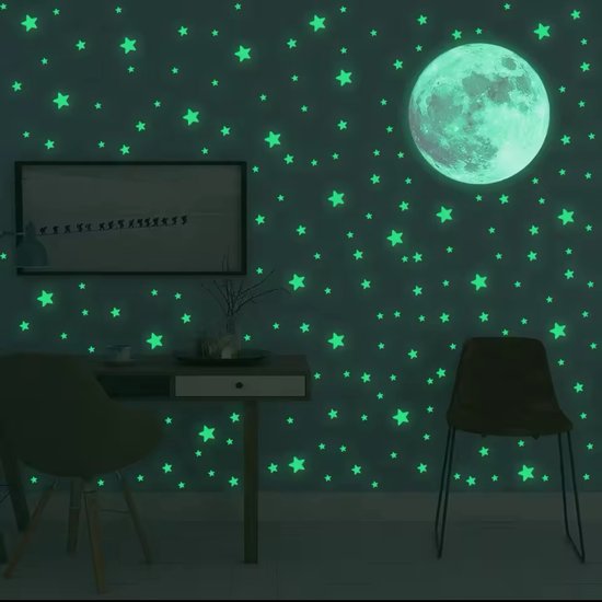 Glow in the Dark Maan & Sterren - 108 Stuks - Muurstickers & Plafonddecoratie - Nachtverlichting voor Kinderkamer - Slaapcomfort van Merkloos