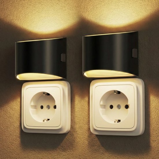 Glowy Nachtlampje Stopcontact - 2 Stuks - Nachtlampje met Bewegingssensor - Dimbaar - LED Nachtlamp (30/60/100 lm) - Warm Wit 3000K - Nachtlampje voor Kinderen & Volwassenen