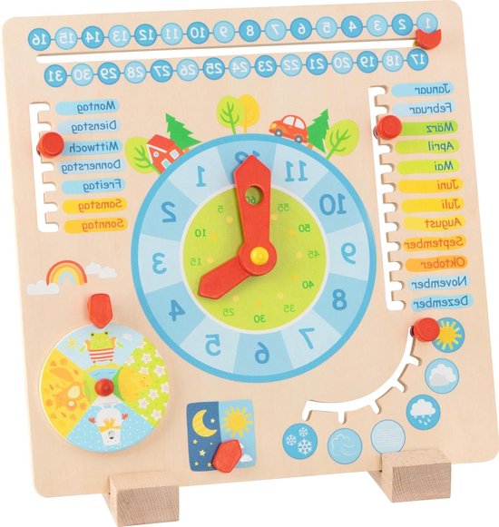 goki 58398 - Jaarklok - van hout - voor kinderen - spelenderwijs leren over kalender, seizoen, weer en tijd