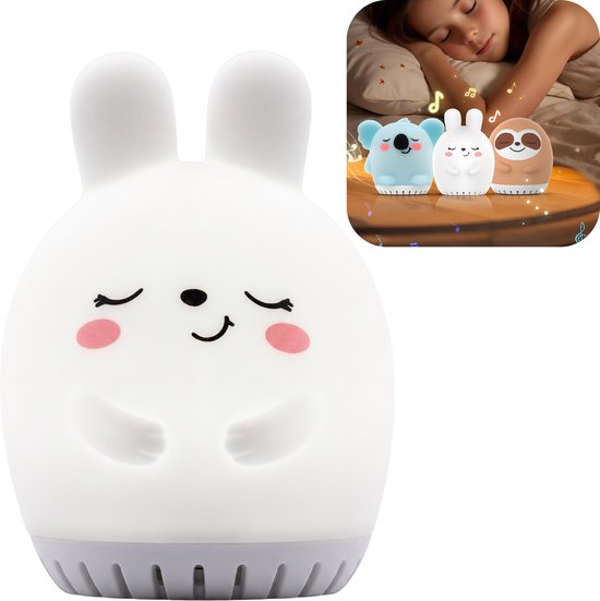 Goodli Witte Ruis machine met LED Sfeerverlichting - Konijn - 20 Geluiden - 9 Kleuren - Slaapcomfort voor Baby, Kind en Volwassenen - Inclusief Slaaptimer - BPA-vrij - White Noise Machine