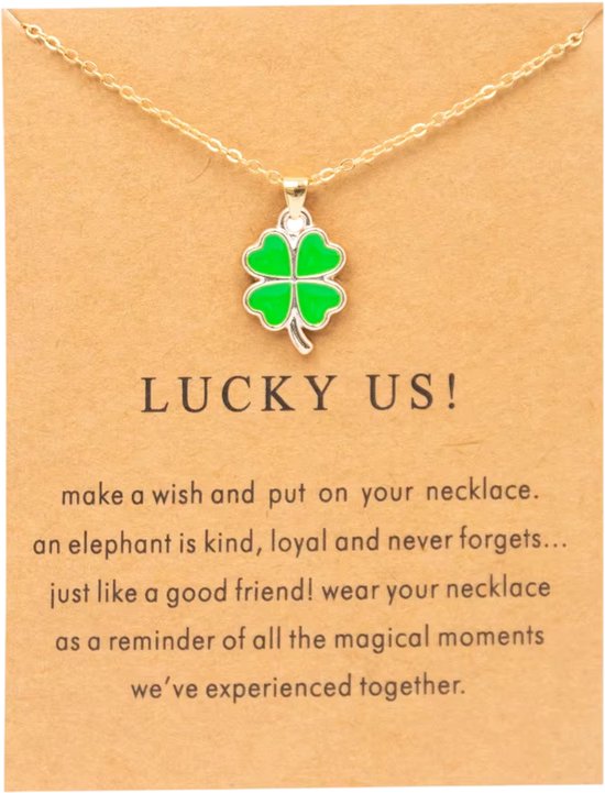 Gouden Ketting voor Dames met Klaver Hanger – Elegante Goudkleurige Gelukshanger, Fashion Sieraad voor Vrouwen en Meisjes - Groen van Swarovski