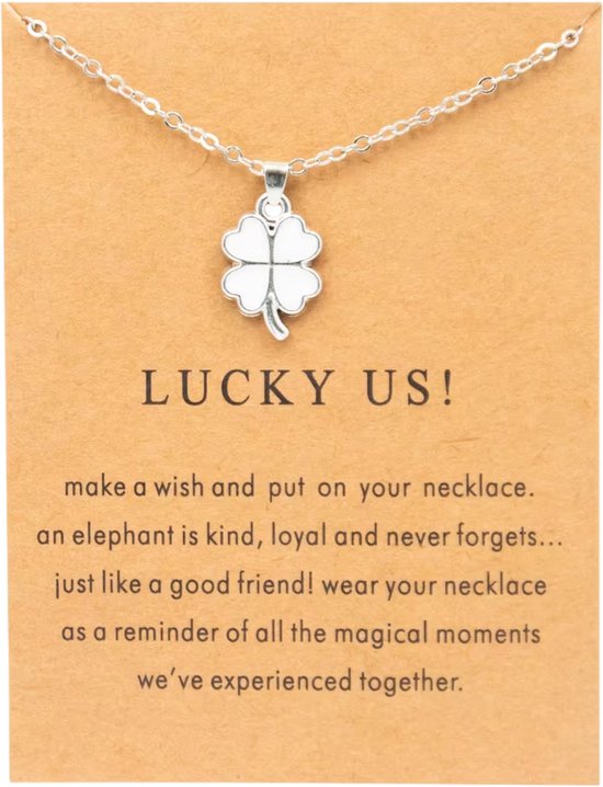 Gouden Ketting voor Dames met Klaver Hanger – Elegante Goudkleurige Gelukshanger, Fashion Sieraad voor Vrouwen en Meisjes - Wit van SIROKO