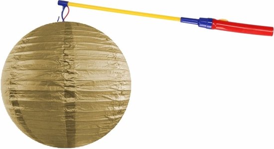 Gouden lampion 35 cm met lampionstokje - Sint Maarten lampionnen