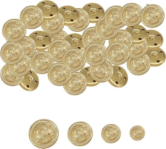 Gouden Metalen Knopen voor Blazers en Kleding - 20 Stuks, Diverse Maten