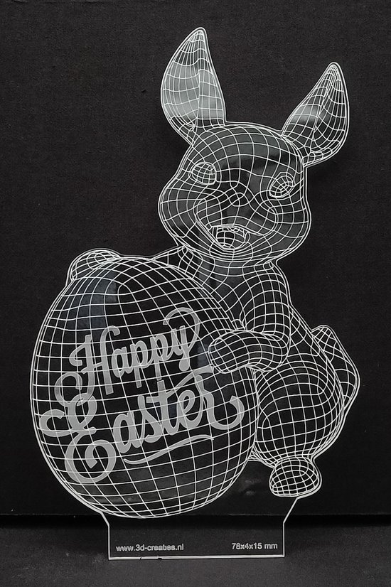 Gravure 'Happy Easter' voor 3D Illussion nachtlamp - insteekmaat 72x4 mm -vrolijk pasen van Merkloos