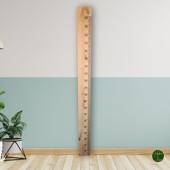 Groeimeter 200cm Eikenhout - Eiken hout - Zeer uniek - Familiecadeau van het Jaar - Kinderkamer - Kraamcadeau - Verjaardagscadeau - Babykamer - Babyshower - Meetlat Kind - Wanddecoratie - Huwelijkscadeau - Mikki Joan
